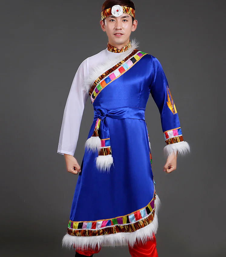 Men's Tibetan Dance Costume and Mongolian Performance Outfit