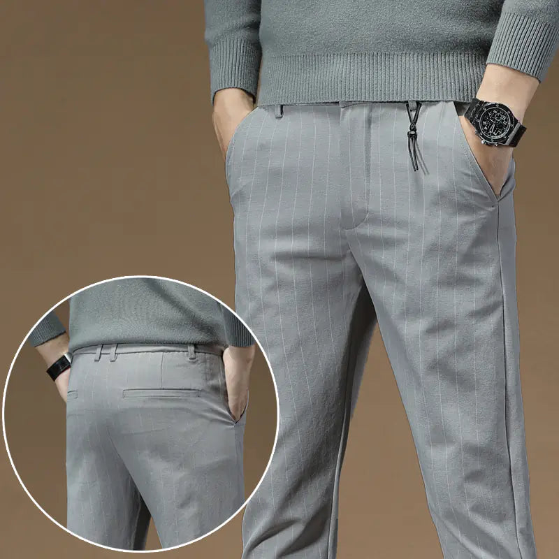 Slim Fit Plaid British Suit Pants for Men