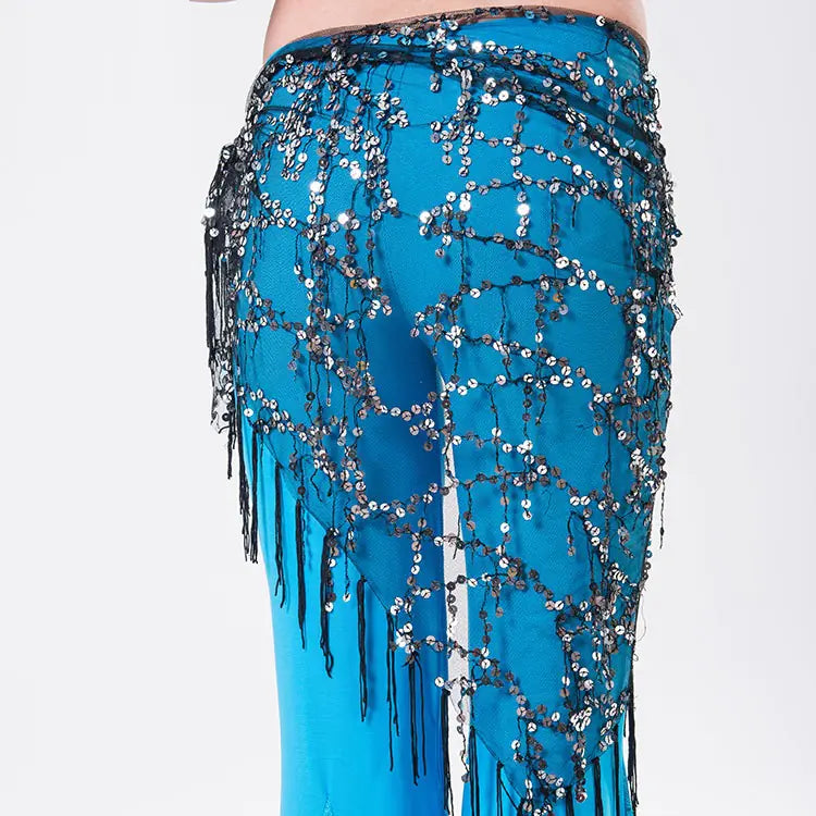 Belly Dance Sequins Triangular Waist Scarf for Performance