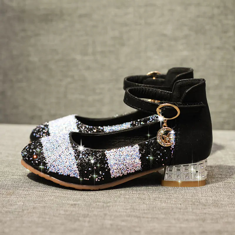 Rainbow Crystal Heels for Kids - Soft Sole Dance Shoes