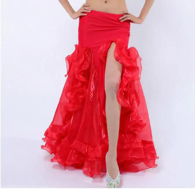 Belly Dance Long Skirt with Slit Hemming Design