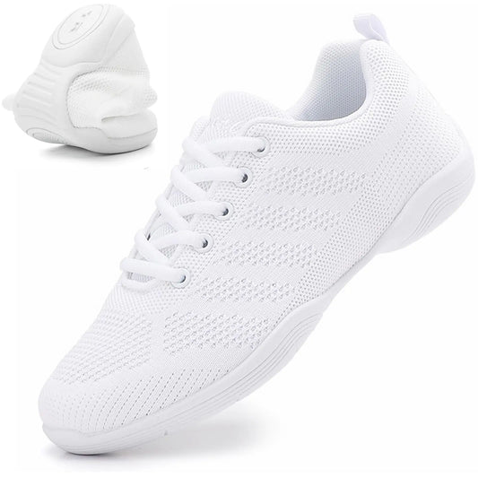 DADAWEN Girls Cheer Shoes White Cheerleading Shoes Dance Athletic Training Tennis Breathable Women Youth Lightweight Competition Cheer Sneakers White US Size 1 M Little Kid