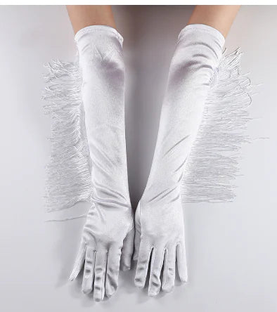 Long Tassel Silk Dance Performance Gloves for Parties