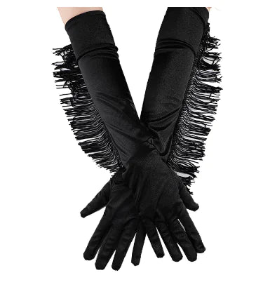 Long Tassel Silk Dance Performance Gloves for Parties