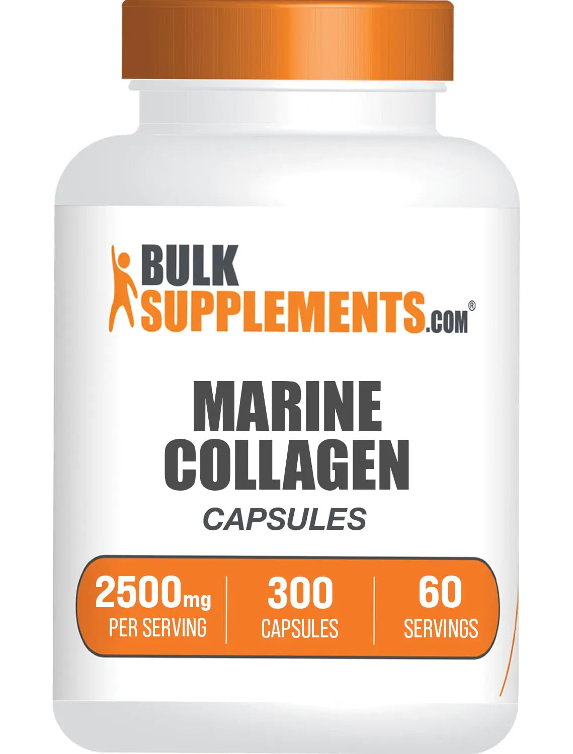 BulkSupplements.com Marine Collagen Capsules - Collagen Supplement Collagen Peptides Capsules Marine Collagen Pills - Gluten Free 5 Capsules per Serving 60-Day Supply 300 Capsules