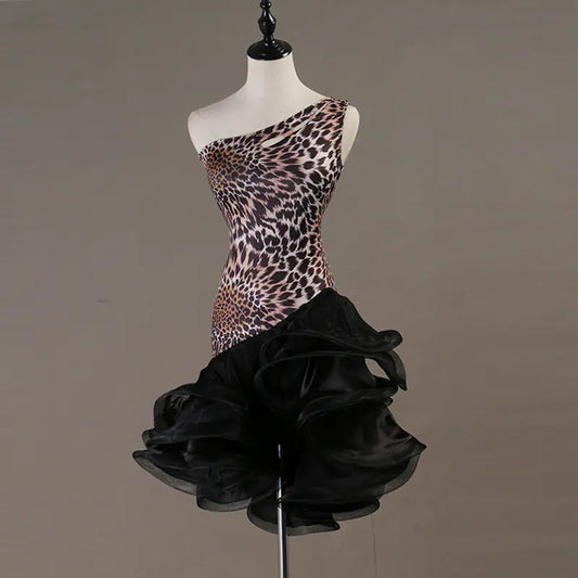 One Shoulder Latin Dance Swing Dress Costume