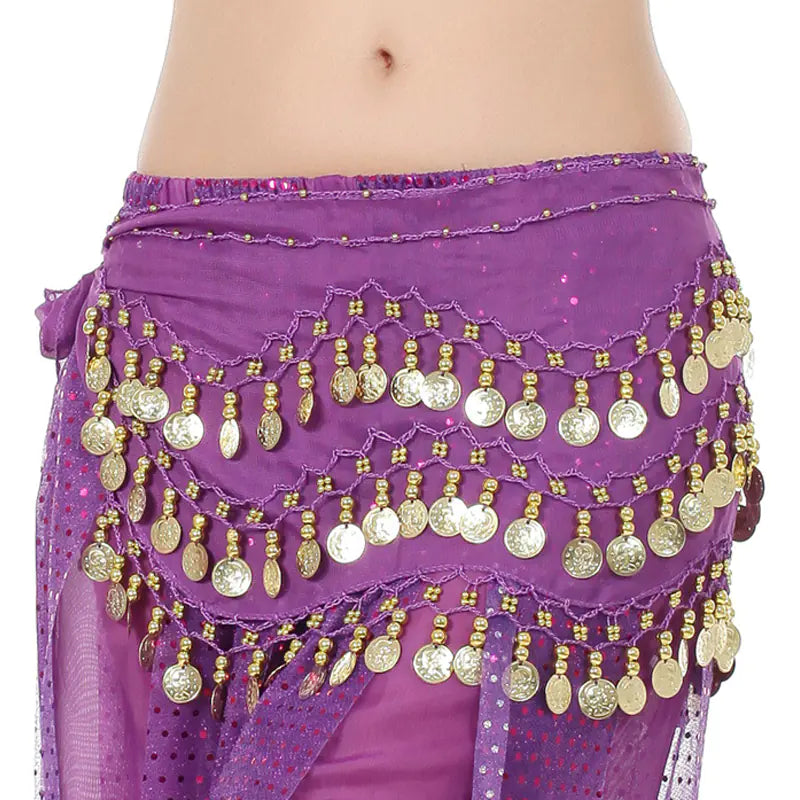 Three-layer Gold Coin Waistband for Dance Practice