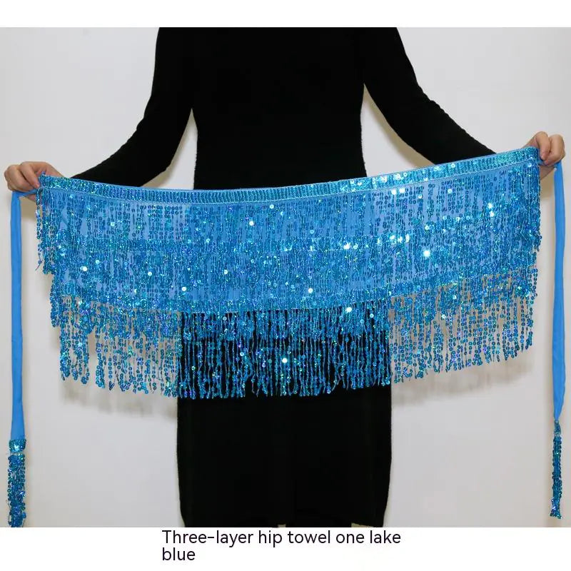 Halloween Belly Dance Costume with Sequined Hip Skirt