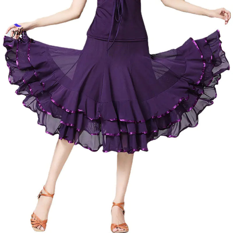 Large Mesh Swing Latin Dance Skirt (Half-Length)
