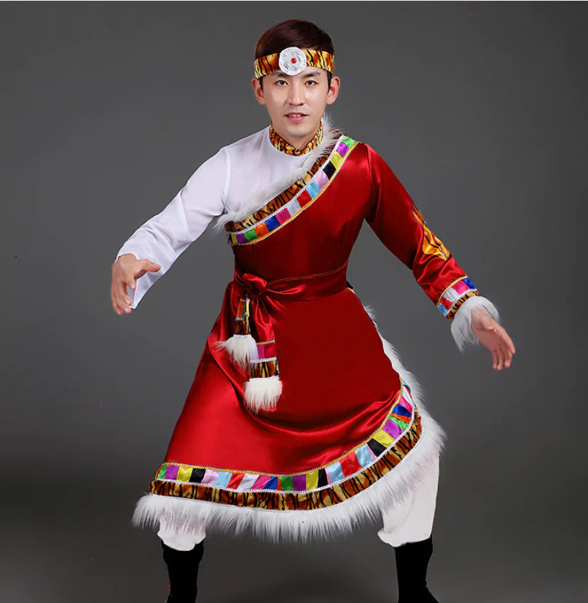 Men's Tibetan Dance Costume and Mongolian Performance Outfit