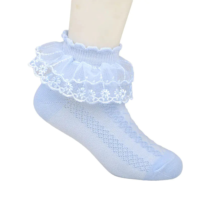 Children's White Lace Latin Dance Socks