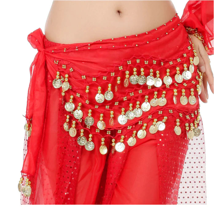 Three-layer Gold Coin Waistband for Dance Practice