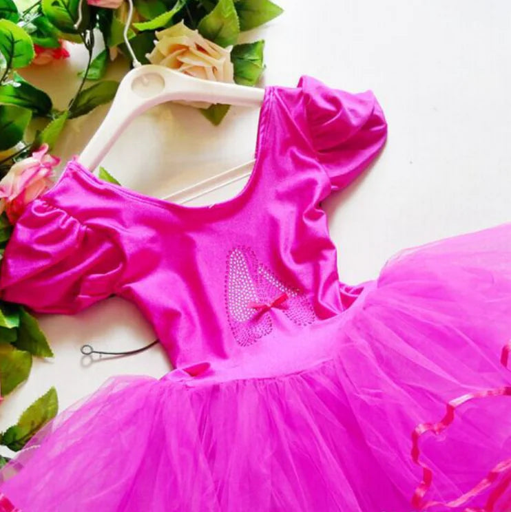 Girls Diamond Dance Short-sleeve Puffy Skirt
