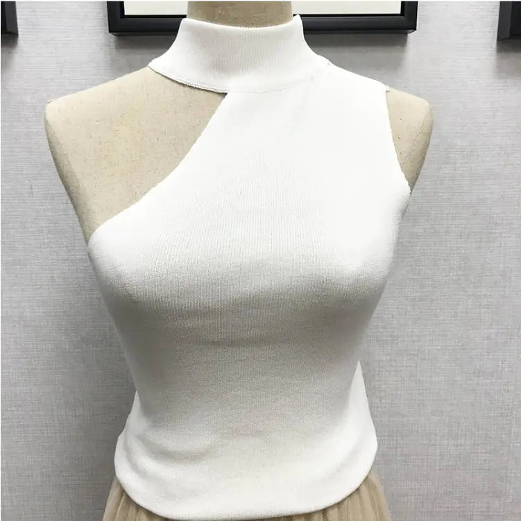 Versatile Off-Shoulder Crop Top with Knitted Tank