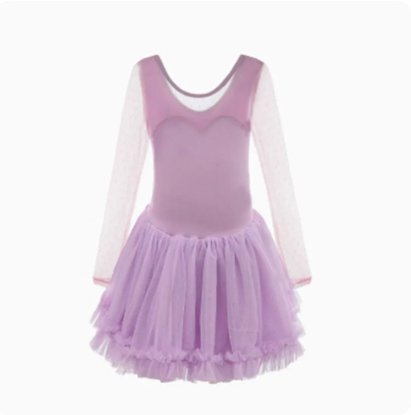 Children's Long Sleeve Latin Dance Training Skirt Outfit