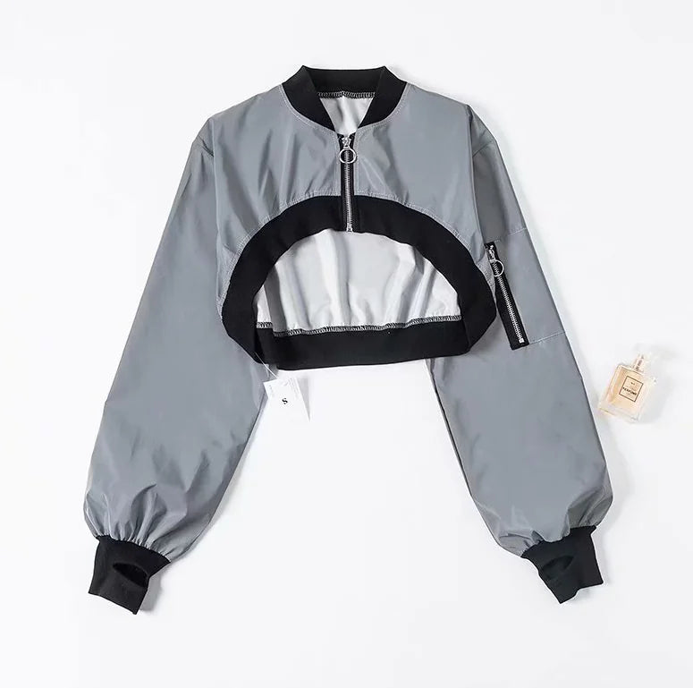 Reflective Zip-Up Hoodie for Dance and Streetwear