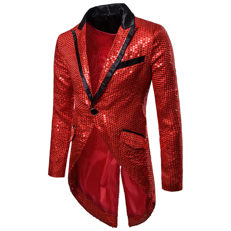 Korean Sequin Suit for Men - Evening Tailcoat Jacket