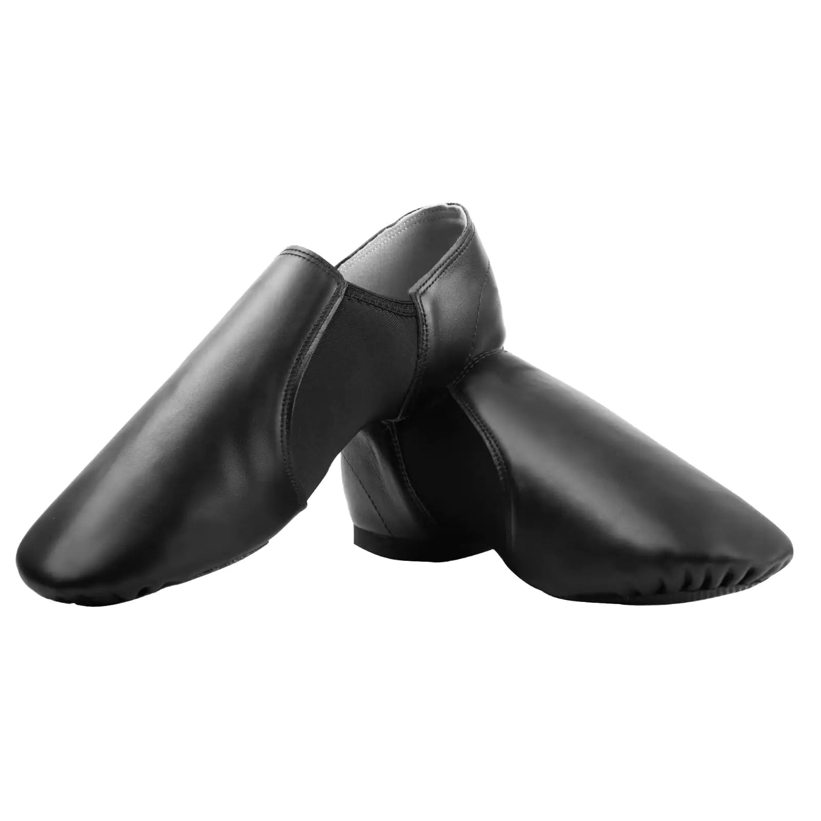 Asyusyu Dance Jazz ShoesSoft Leather Dance Slippers for Women/Men-Black4.5Pointed-Toe