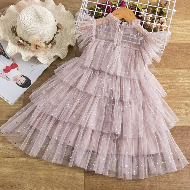 Lace Christmas Dress for Girls 3-8Y Party Gown