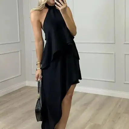 Crossbody Halter Layered Dress