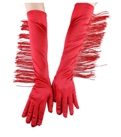 Long Tassel Silk Dance Performance Gloves for Parties
