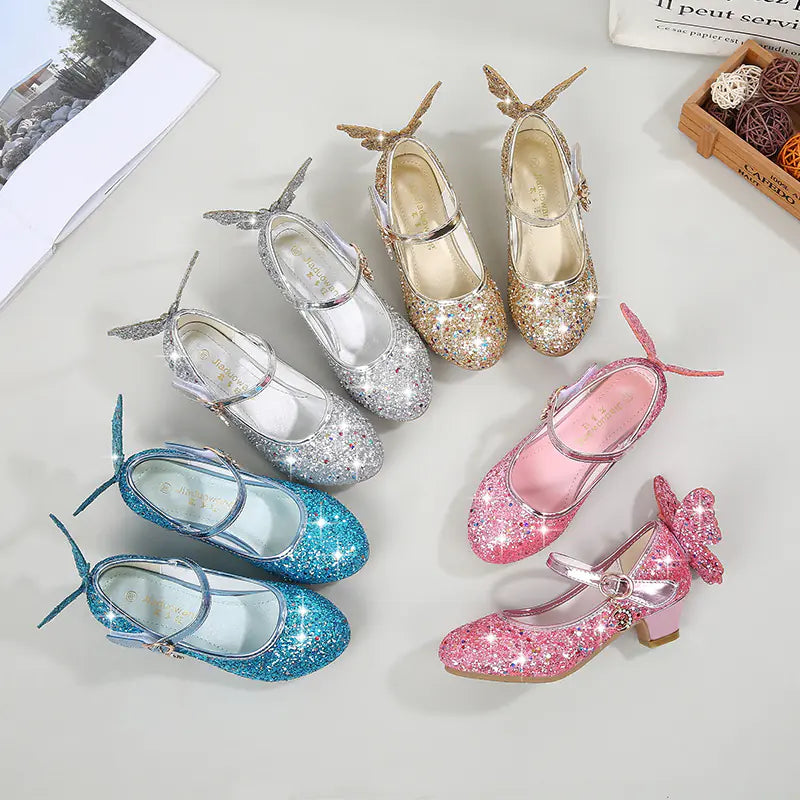 Princess Butterfly High Heel Dance Shoes for Girls