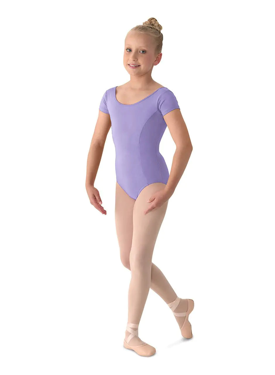 Mirella Girls Princess Seam Cap Sleeve Dance Leotard Lilac 6X-7