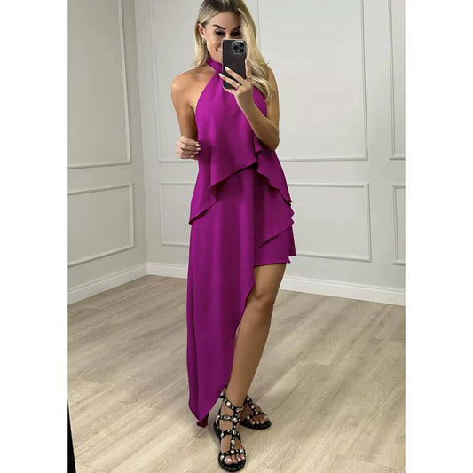 Crossbody Halter Layered Dress