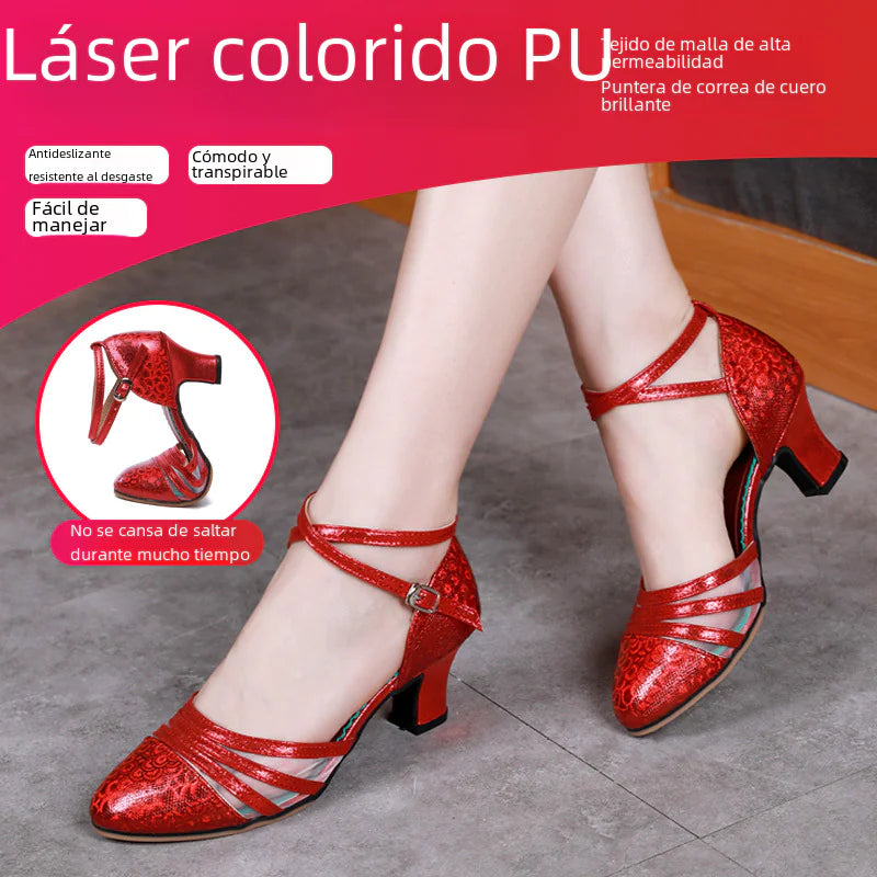 Adult Latin Dance Shoes with Mesh and Soft Sole
