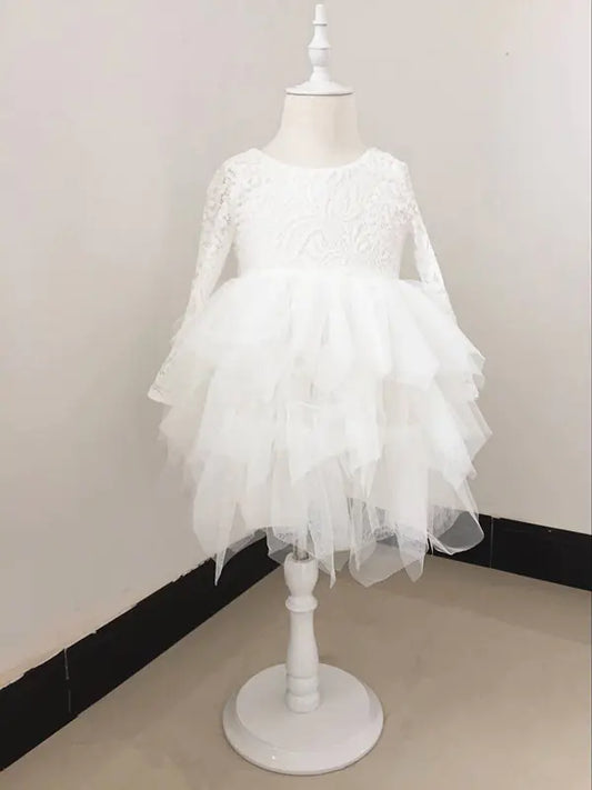 Lace Long Sleeve Dress for Girls - Party Dress