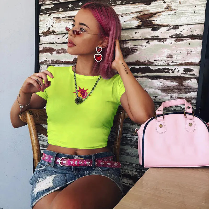 2020 Women's Fashion Crop Top Embroidered T-Shirt